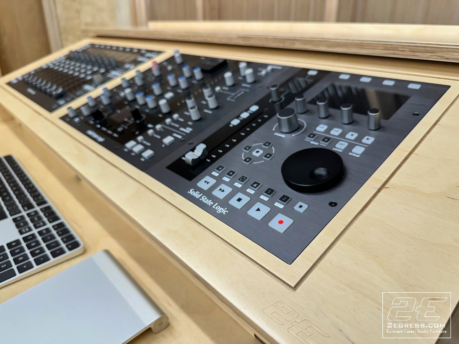 Europa mixing desk | Solid State Logic UF8 transport control detail | 2Egress