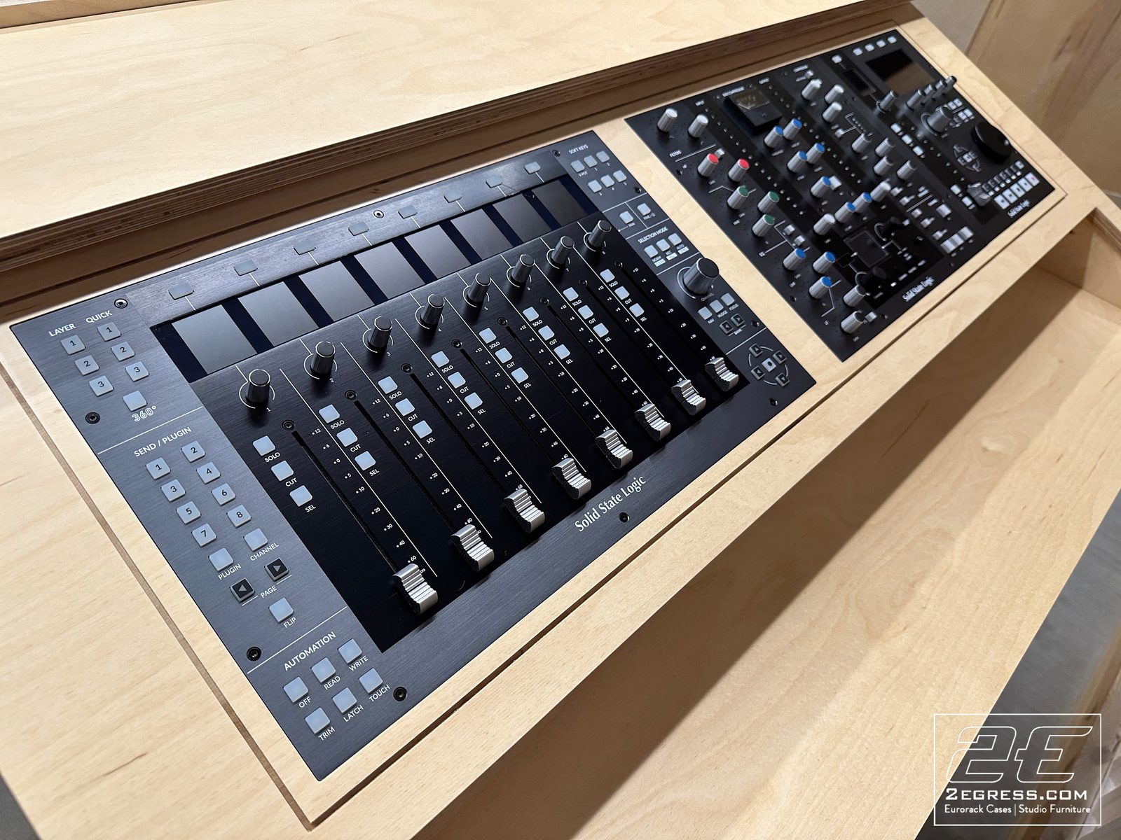 Europa mixing desk | hidden cable routing detail | 2Egress