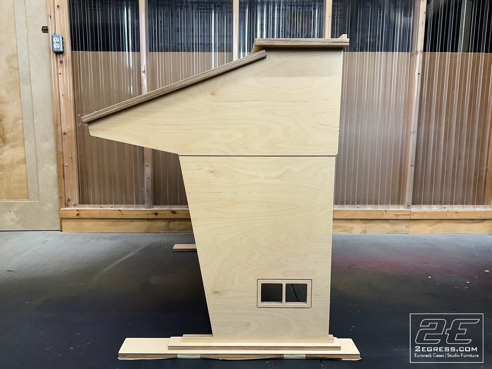 Europa mixing desk | side profile during construction | 2Egress