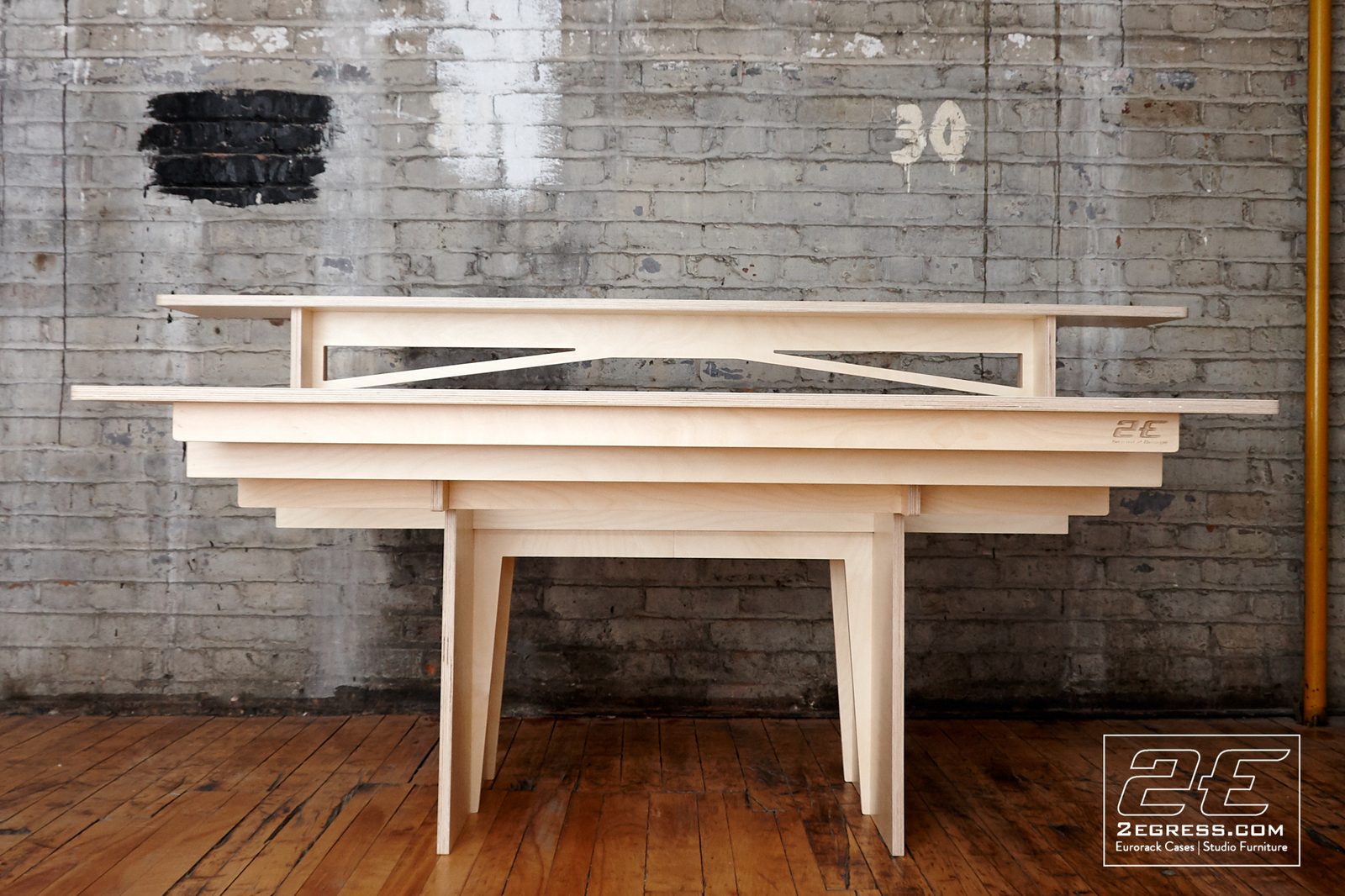 Lil Bender desk | front view with monitor bridge | 2Egress