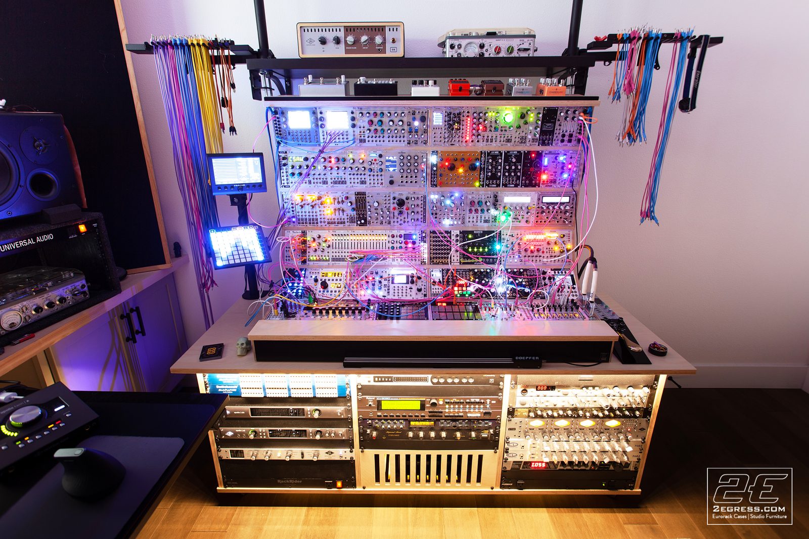 Rover rack | installed in Lev Perrey's studio, straight-on view | 2Egress