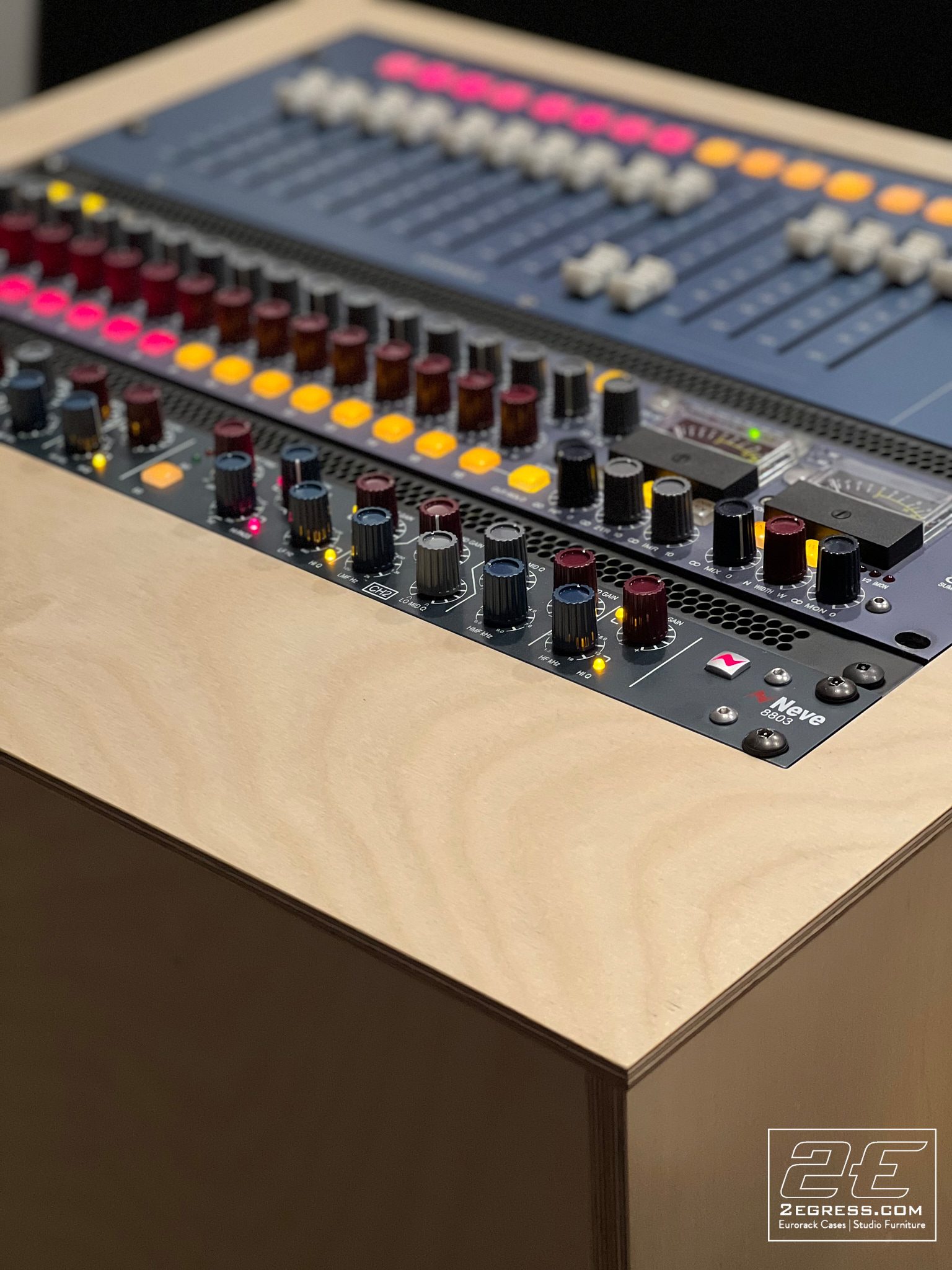 Sidecars rack | installed in studio with keyboard and monitor | 2Egress